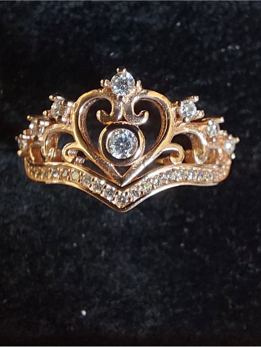 Charmed Aroma 925 silver Princess Tiara motive, rose gold tone with clear stones